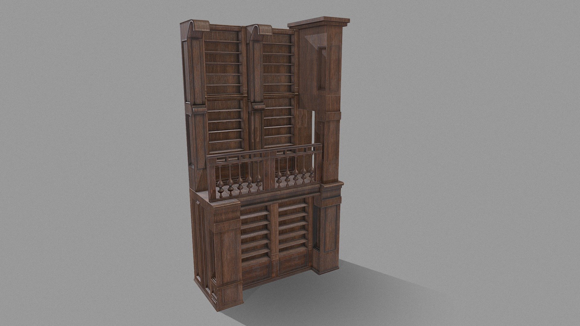 A collection of library parts.  Pillars, banisters, door frames and shelves. 

Handy collection of props, easily expandable to create an entire library or an office/study. 

PBR textures @4k - library / study collection - Buy Royalty Free 3D model by Sousinho 3d model