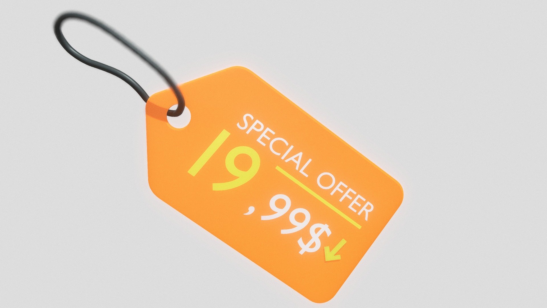 This model features a warm orange tag with a gentle tilt, 
adorned  with soft yellow highlights announcing &ldquo;SPECIAL
  OFFER 19,99$