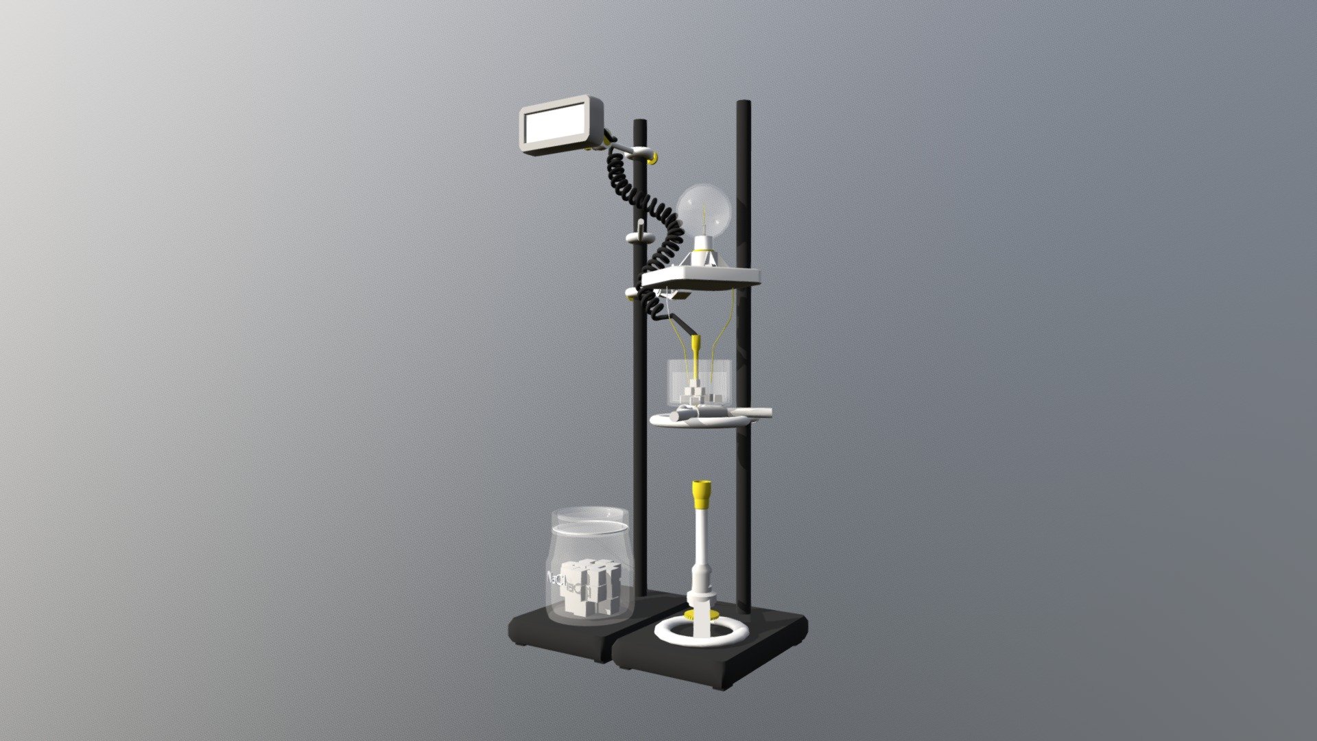 Sodium Chloride experiment to show state change and temperature that NaCl starts conducting electricity - Na Cl Experiment - Download Free 3D model by smithmisd 3d model