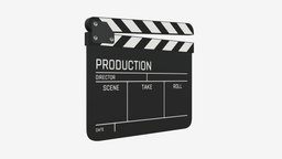 Movie clapper board cinema, film, studio, board, production, clap, camera, movie, chalkboard, hollywood, clapper, clapperboard, 3d, pbr, video, black, cinematography