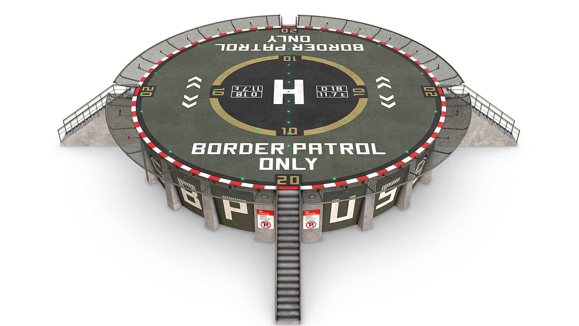 Circular US Border Patrol Helipad - Circular US Border Patrol Helipad - Buy Royalty Free 3D model by RealtimeModels 3d model