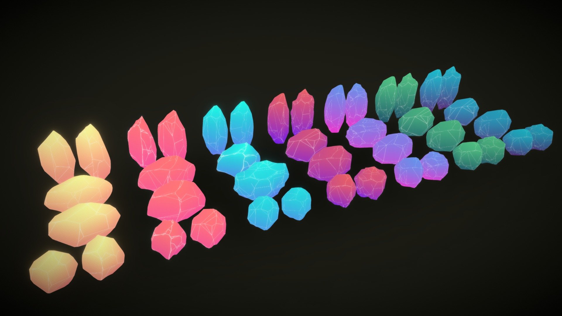 Turned my Low-poly rocks set into crystals using gradients !



Made in Blender - Low-poly crystals set - 3D model by Stev_3D 3d model