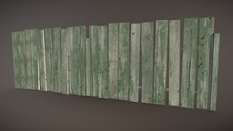 Wooden Fences  [Low Poly] object, fence, green, abandoned, wooden, planks, 4k, old, wood-planks, wood, free, wooden-fences
