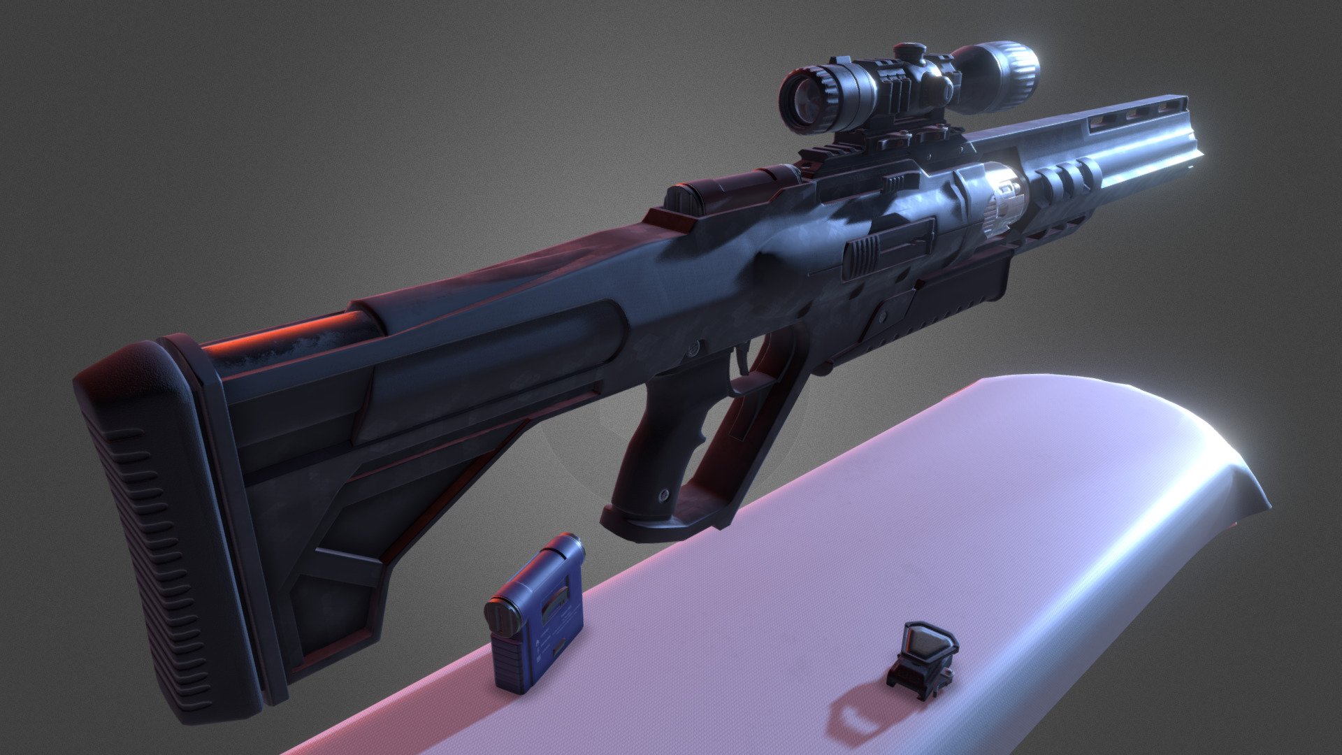 Animated Sci-Fi Laser Rifle Showcase. Based on concepts by Peterku 3d model