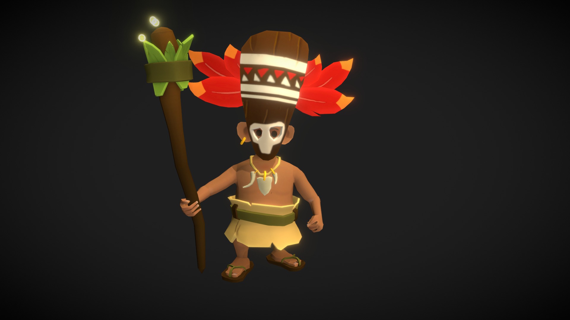 Tribal shaman from the tropical islands.
Low-poly character for mobile game 3d model