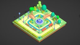LowPoly Casual Park scene, assets, park, optimized, blender, lowpoly, hypercasual