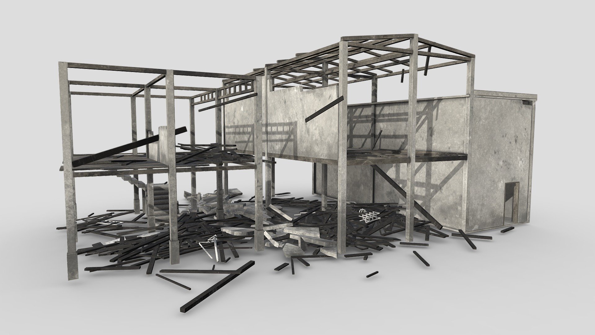 Burnt House Or Building - Burnt House - Buy Royalty Free 3D model by Sengchor 3d model