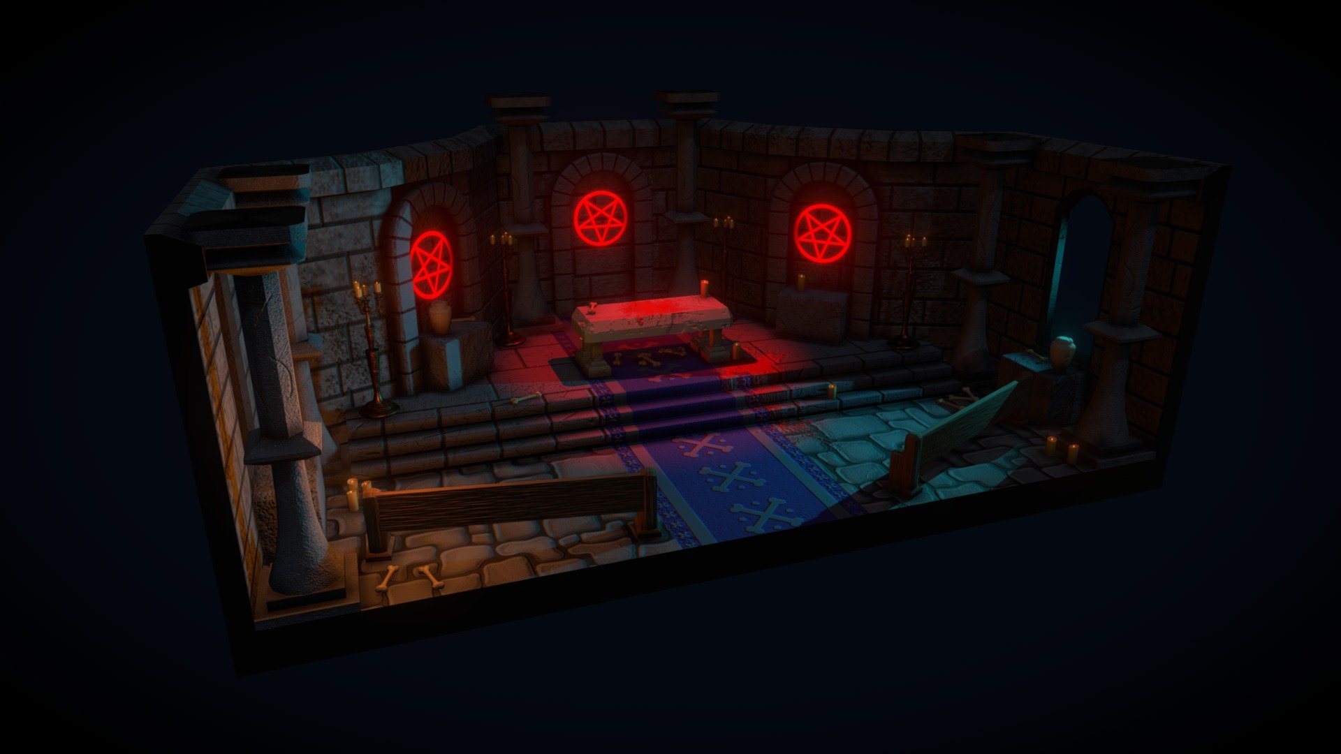 Modular 3D environment - Sacrificial Altar in Crypt - 3D model by ArchieMoffat 3d model