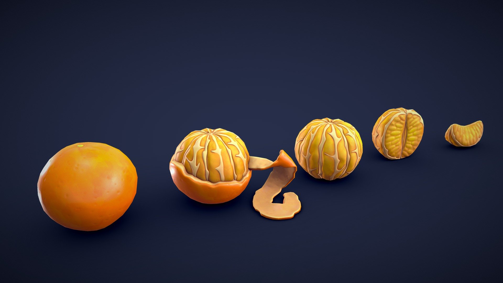 This asset pack contains 5 different tangerine meshes. Whether you need some fresh ingredients for a cooking game or some colorful props for a supermarket scene, this 3D stylized tangerine asset pack has you covered! 🍊

Model information:




Optimized low-poly assets for real-time usage.

Optimized and clean UV mapping.

2K and 4K textures for the assets are included.

Compatible with Unreal Engine, Unity and similar engines.

All assets are included in a separate file as well.
 - Stylized Tangerine - Low Poly - Buy Royalty Free 3D model by Lars Korden (@Lark.Art) 3d model