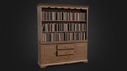 Antique Bookcase with Cabinets office, victorian, library, vintage, study, unreal, books, antique, draw, vr, bookcase, realistic, cabinet, old, kitchen, game-ready, game-asset, victorian-furniture, unity, low-poly, game, blender, pbr, substance-painter