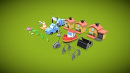 Game Assets Cartoon traffic cartoony, pack, outdoor, lowpoly, city