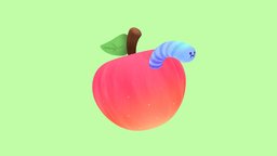 Apple & Gummy Worm food, apple, worm, practical, joke, gummy, sketchfabweeklychallenge, practicaljoke