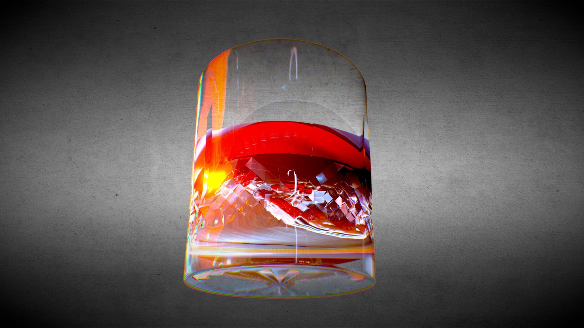 Whisky in cut glass with ice. Complete with finger smudges.

Modelled in blender 2.79 3d model