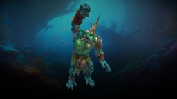 Stylized Deep Sea Warrior armor, fish, rpg, warrior, teeth, piranha, deepsea, toad, mmo, rts, deep, fbx, water, mythical, moba, murloc, weapon, handpainted, weapons, lowpoly, creature, animation, sword, stylized, fantasy, sea