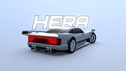 ARCADE: "Hera" Racing Car cars, retro, gt, silver, sportscar, vehicle, racing, stylized