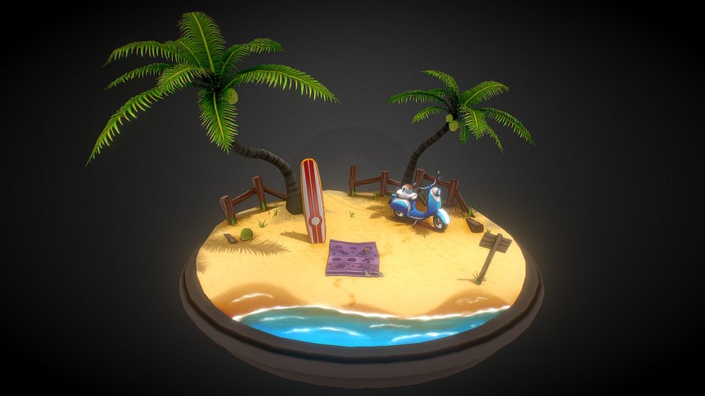 This scene represents a surfer girl's everyday passion/life! 

If you wanna read more about the proccess, here is my art spotlight:
http://blog.sketchfab.com/post/137223535214/art-spotlight-surf-passion - Surf Passion - 3D model by Eric Garcia (@EricGarcia) 3d model