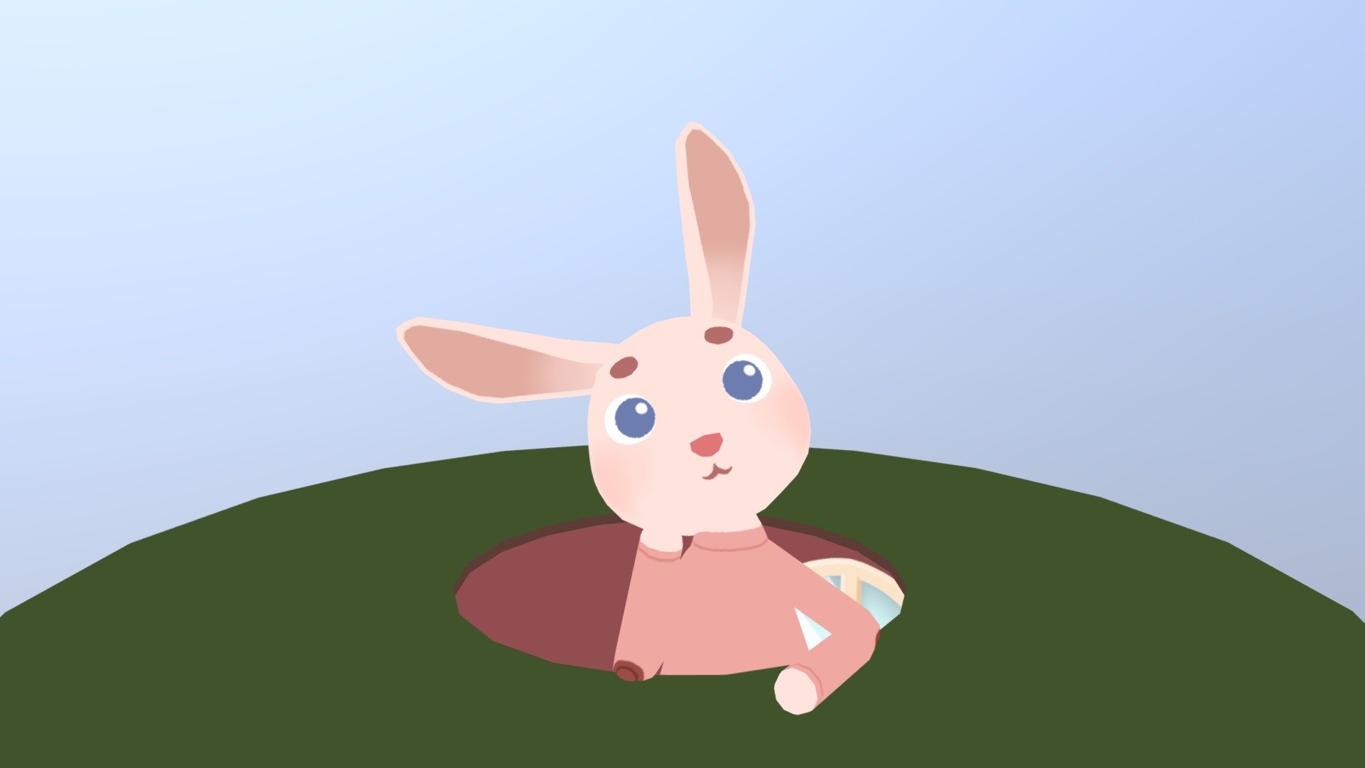 Part of the work I created at Les Éditions Volumiques for a demo of an unannounced AR video game for kids.

I did the model, the textures, the rig and the animations!

To begin the game, place a card shaped like a door on a horizontal surface. Then, the cute rabbit comes out of its hole and interacts with the player! - Volumique - Rabbit - 3D model by Julie Mizreh (@JulieMizreh) 3d model
