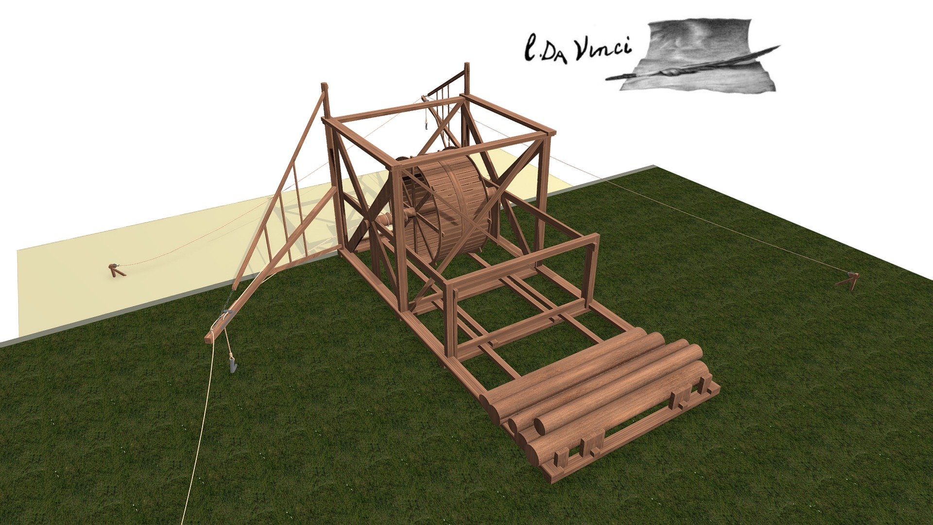 Dock crane; Leonardo da Vinci; Codex Atlanticus 0003r. 

More: http://leonardo.cadtip.eu/2011/11/16/pristavni-jerab/ - Dock crane - 3D model by Mar.K 3d model