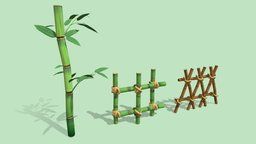 Bamboo and Fences tree, fence, green, plant, garden, prop, asia, spring, natural, shrine, bamboo, fresh, nature, substancepainter, handpainted, game, blender, gameasset, stylized, gameready, temple, bambus, nomadsculpt, noai