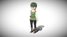 Stylized NPC rpg, toon, npc, villager, game-ready, peasant, jrpg, game-asset, topdown, character, handpainted, cartoon, game, lowpoly, mobile, gameasset, female, stylized, fantasy, gameready, noai