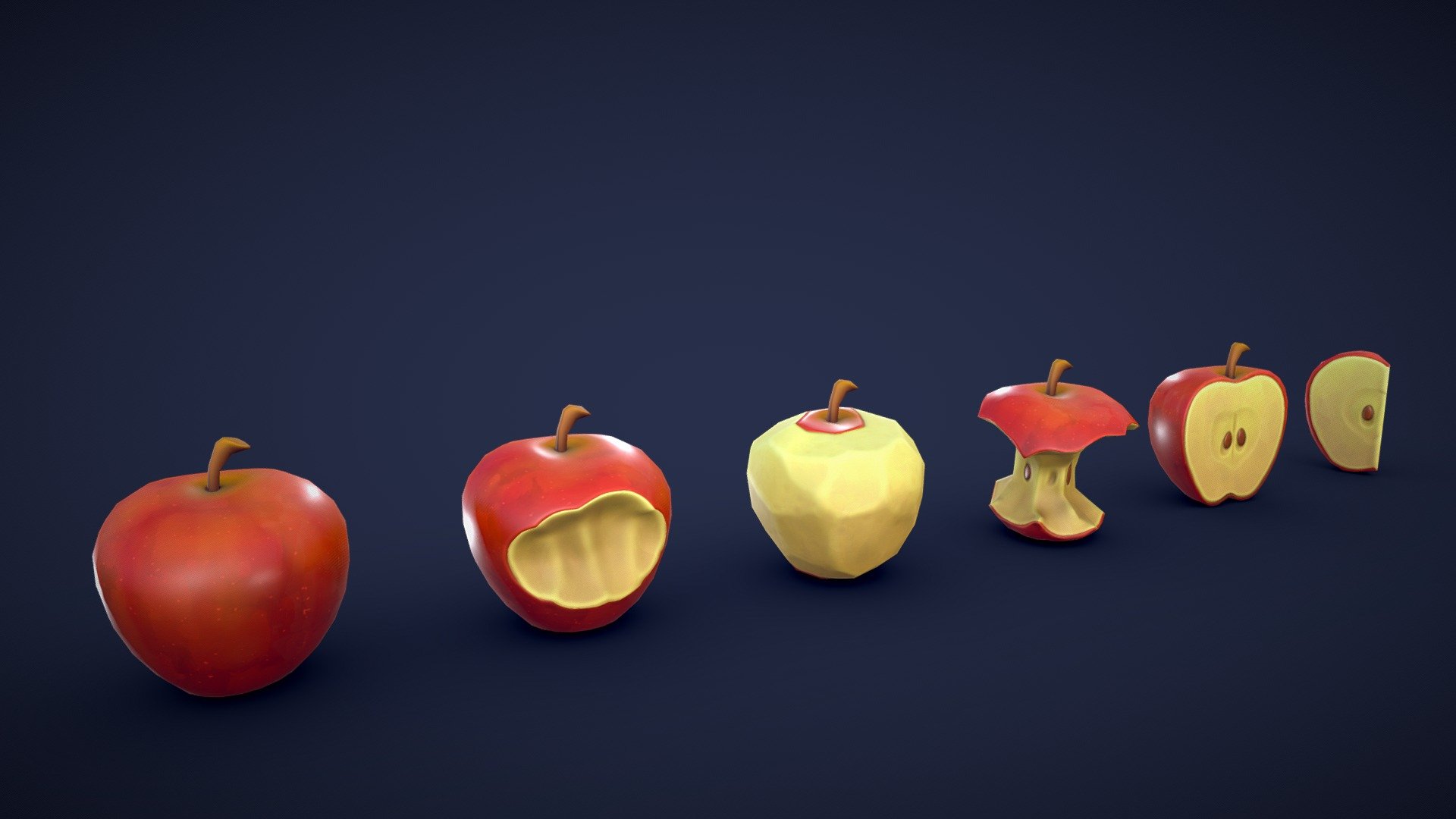 This asset pack contains 6 different apple meshes. Whether you need some fresh ingredients for a cooking game or some colorful props for a supermarket scene, this 3D stylized apple asset pack has you covered! 🍎

Model information:




Optimized low-poly assets for real-time usage.

Optimized and clean UV mapping.

2K and 4K textures for the assets are included.

Compatible with Unreal Engine, Unity and similar engines.

All assets are included in a separate file as well.
 - Stylized Red Apple - Low Poly - Buy Royalty Free 3D model by Lars Korden (@Lark.Art) 3d model