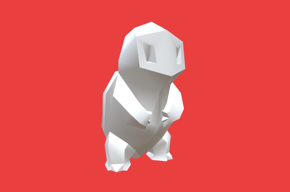 A cute printable low poly Squirtle! 
From http://www.thingiverse.com/thing:319413/#files - SQUIRTLE - Download Free 3D model by l o u i s (@louis) 3d model