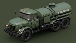 Soviet Army Fuel Tanker Truck truck, gas, soviet, tanker, prop, army, transport, offroad, zil, 4k, russia, explosive, supply, fuel, old, tank, ussr, ukraine, lorry, 6x6, game, pbr, military