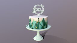 Elegant Turquoise Buttercream Birthday Cake party, birthday, realistic, scanned, elegant, bakery, birthdaycake, 3dsmax, cakesburg, mosser, noai