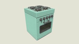 Stylized Low-poly Retro Oven device, gas, prop, vintage, retro, oven, stove, kitchen, cooking, kitchenware, game-asset, kitchen-appliance, low-poly, stylized