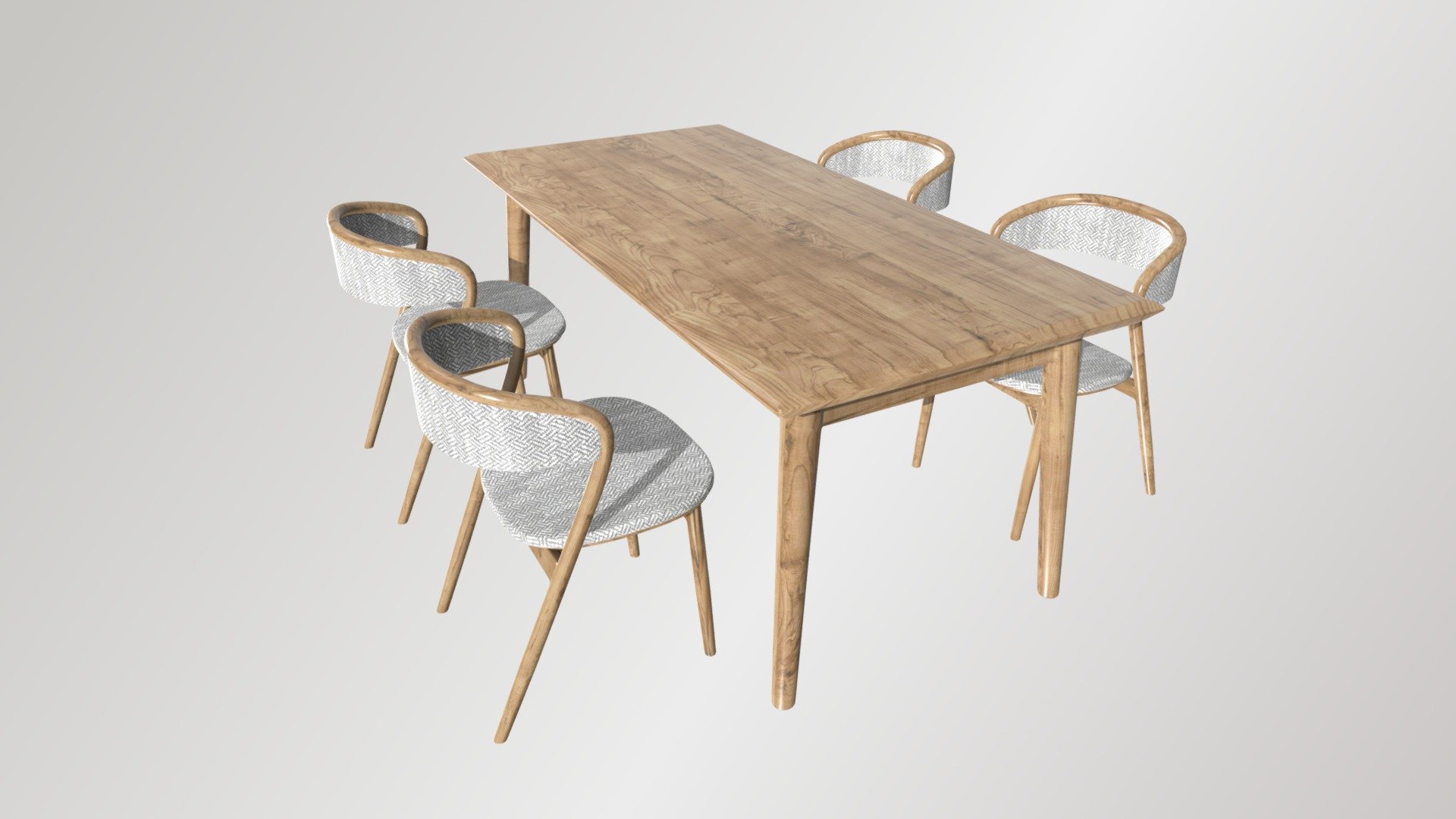 Modern Dining Table Set with unique design

Low-poly Triangles count:




Whole set: 28,348

Table: 972

Chair: 6,844

Ready for Virtual Reality (VR), Augmented Reality (AR), metaverses, 3D tours, games and other real-time apps, as well as for advertising and commercial, etc.




Pivot Point x0, y0, z0

Clean UV

Game-ready

Real-world size

Clear naming

Fully textured with all materials applied

PBR

Textures:




All materials and textures are included in the Textures folders

Textures in 4k, 2k, 1k

1k, 2k textures: Albedo, Roughness, Metallic, ORM in JPEG; Normal in PNG

4k textures: all in PNG

Normal map - OpenGL

Formats:




FBX with packed textures

OBJ + MTL

GLB + USDZ

blend with 4k textures for FBX and OBJ

blend with 2k textures for GLB

If you experience any difficulties while using the models, we will be more than happy to offer our qualified assistance.

Thank you for choosing our 3D models!

Sincerely yours,

CyberFox team - Dining Table Set - Buy Royalty Free 3D model by CyberFox 3D Studio (@cyberfox3d) 3d model