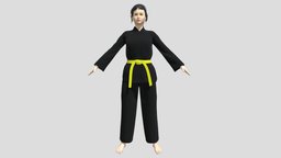 Karate Girl body, fighter, pose, action, fight, cloths, young, exercise, attack, uniform, karate, martial, kick, rambo, strength, judo, character, girl, game, female, taekwando