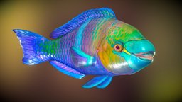 Parrotfish Lowpoly model fish, fishing, ocean, sale, cgtrader, parrotfish, 3d, lowpoly, model, gameasset, animated, 3dmodel
