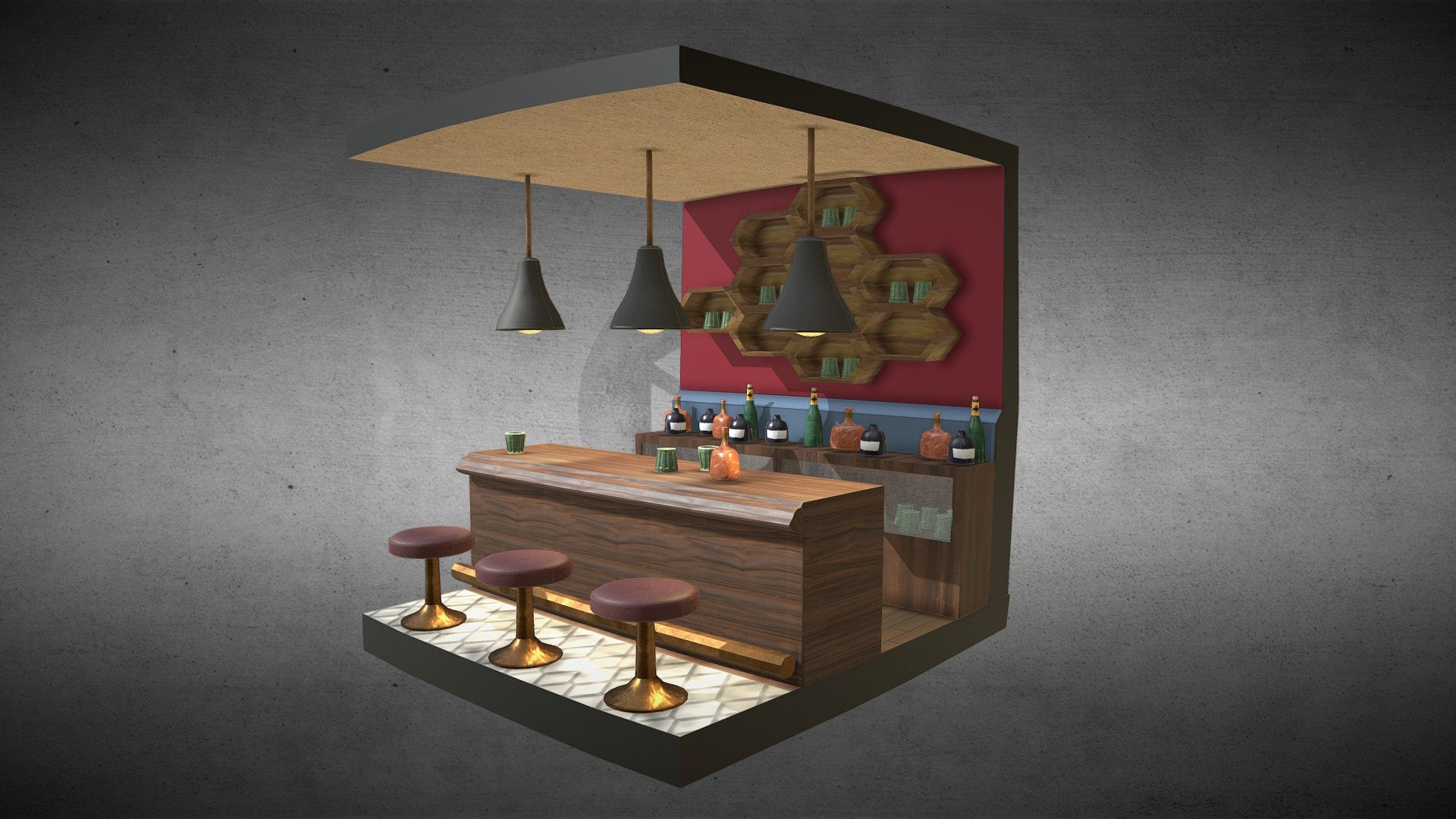 solo environment, second part of the out first project at AIE Melbourne - Modern Bar - 3D model by Todd Carr (@todd.3) 3d model