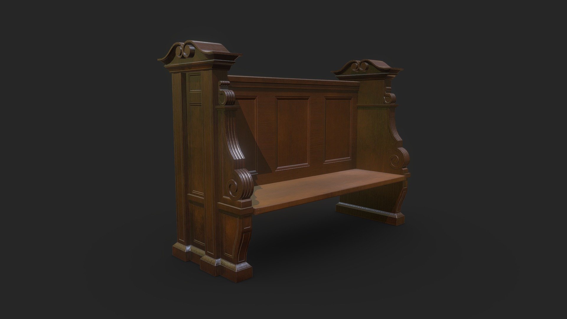 Church Bench - Download Free 3D model by Delfrador 3d model