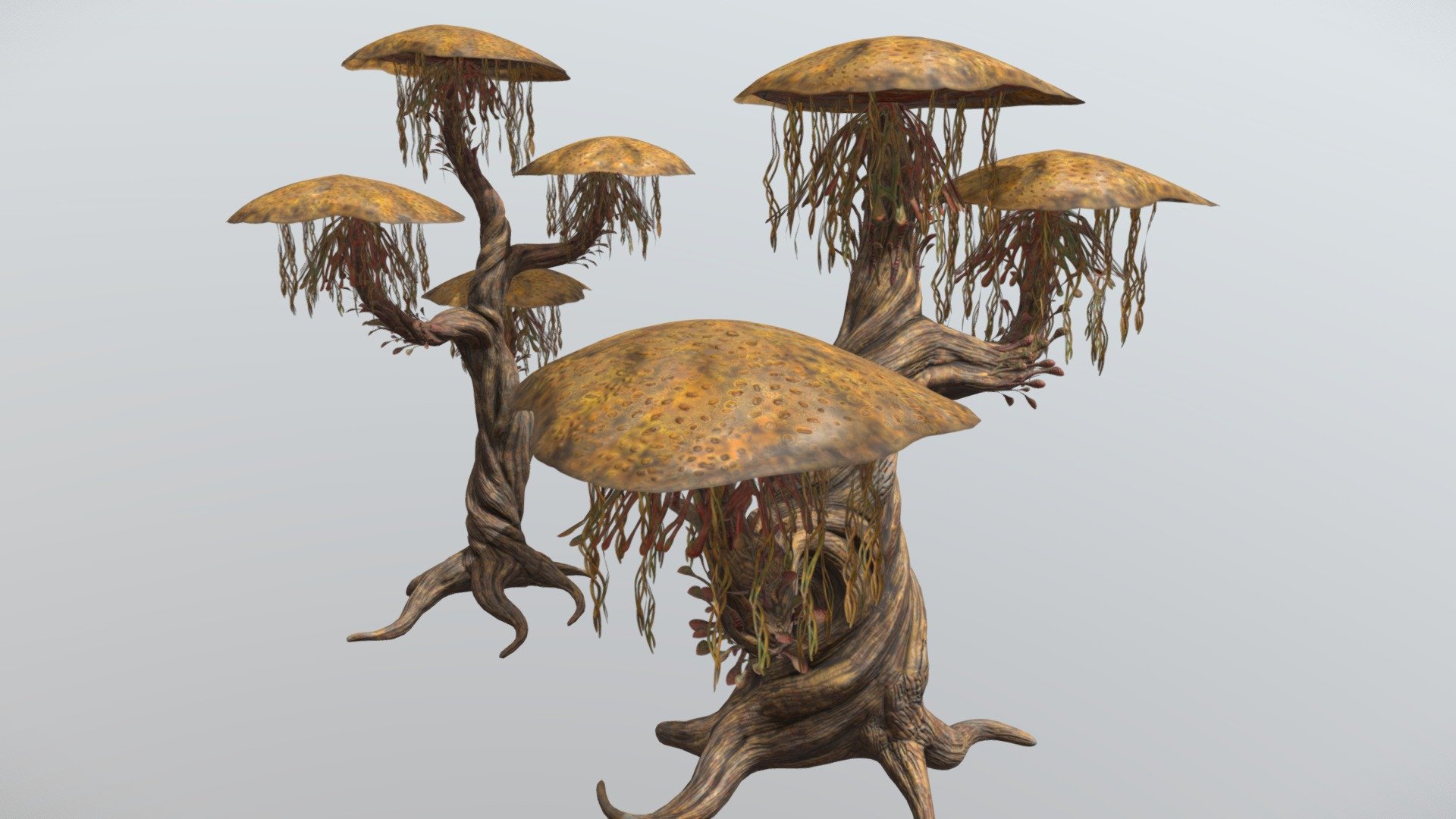 These two trees containe three 4k Textures, and are optimized for game engines - Alien Fantasy Mushroom Trees Plants - Buy Royalty Free 3D model by Davis3D 3d model