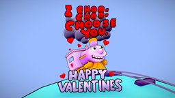 I choo choo choose you. Valentines Day card train, caricature, card, valentine, love, day, simpsons, homer, ralph, cupid, lisa, choo, choose, low-poly, cartoon, low, poly
