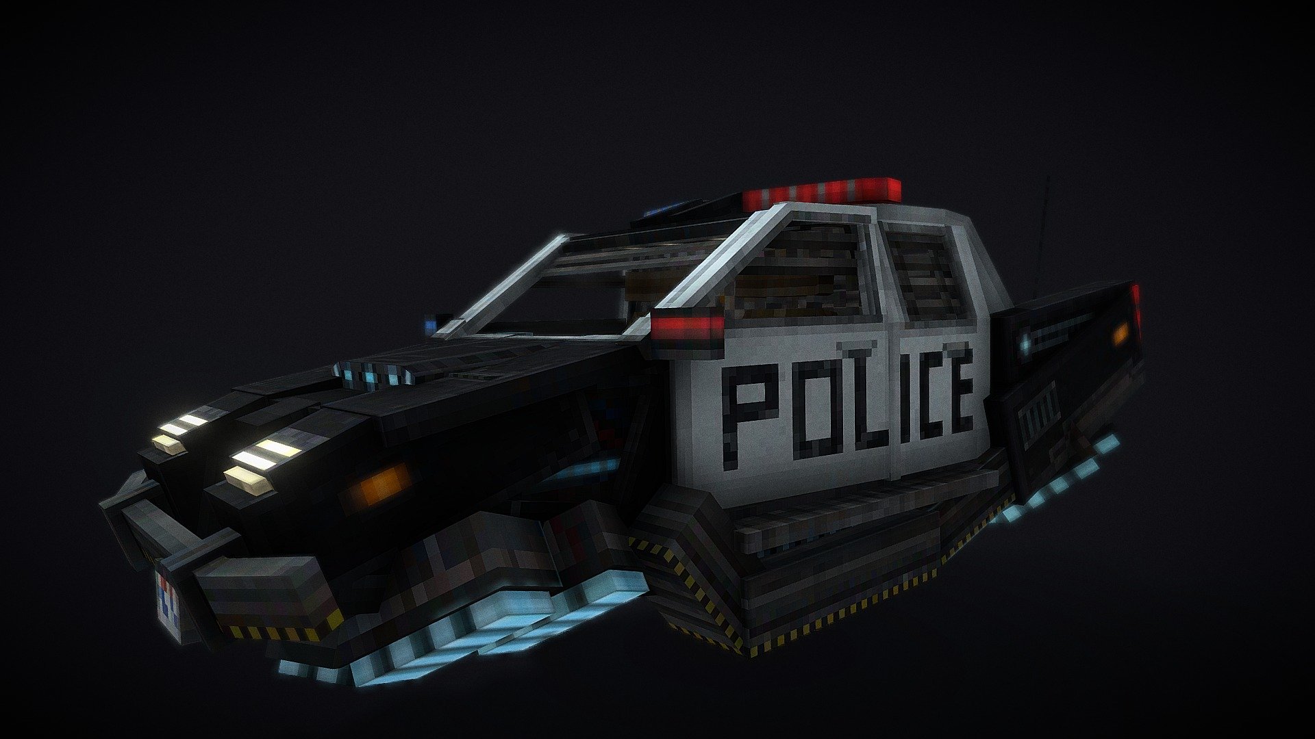 This model was commissioned for a cyberpunk style map on bedrock (expect more similar works on this theme in the future) - Future flying police car (sedan) - 3D model by D`White (@D_White) 3d model