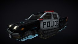 Future flying police car (sedan) police, flying, future, cyberpunk, hover, hovercraft, blockbench, minercaft, voxel, car, animation