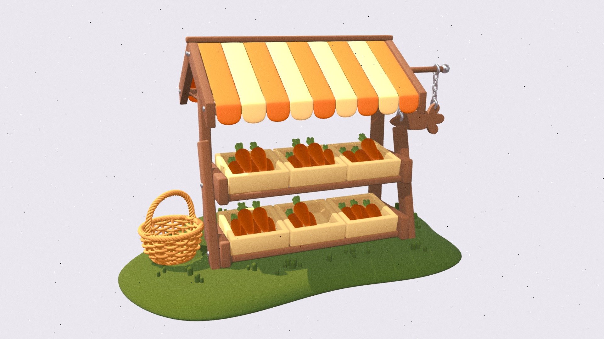 Simple little market made with Blender - Cartoon Carrot Market - Download Free 3D model by Starkosha 3d model