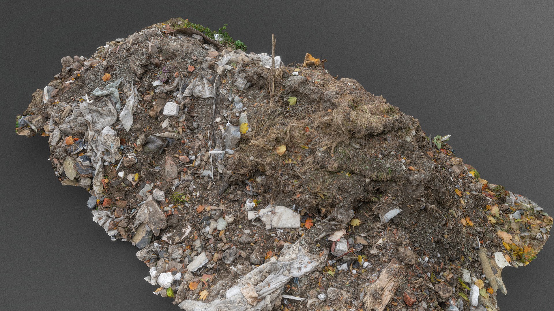 Waste dump heap junk pile, soil dirt, pieces construction leftover materials chunks and stones

Photogrammetry scan 240x24MP, 3x16K texture + HD Normals, isolated from ground - Waste dump heap - Buy Royalty Free 3D model by matousekfoto 3d model