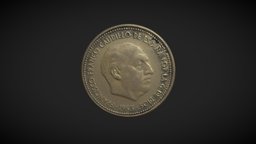 2,50 pesetas 1953 spain, coin, 1953, patrimonio, moneda, espana, numismatica, franco, peseta, numismatic, numismatic-3d-models
