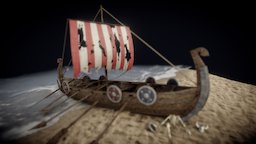 What happened to the Viking Warrior? skeleton, fish, barrel, warrior, sail, viking, sailboat, horn, beer, story, age, drakkar, shore, 102, storytelling, weeklycgchallenge, pixplant, blender, helmet, skull, ship, shield, sea, boat