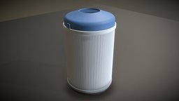 City Trash Can (plastic-blue-white) | High-Poly