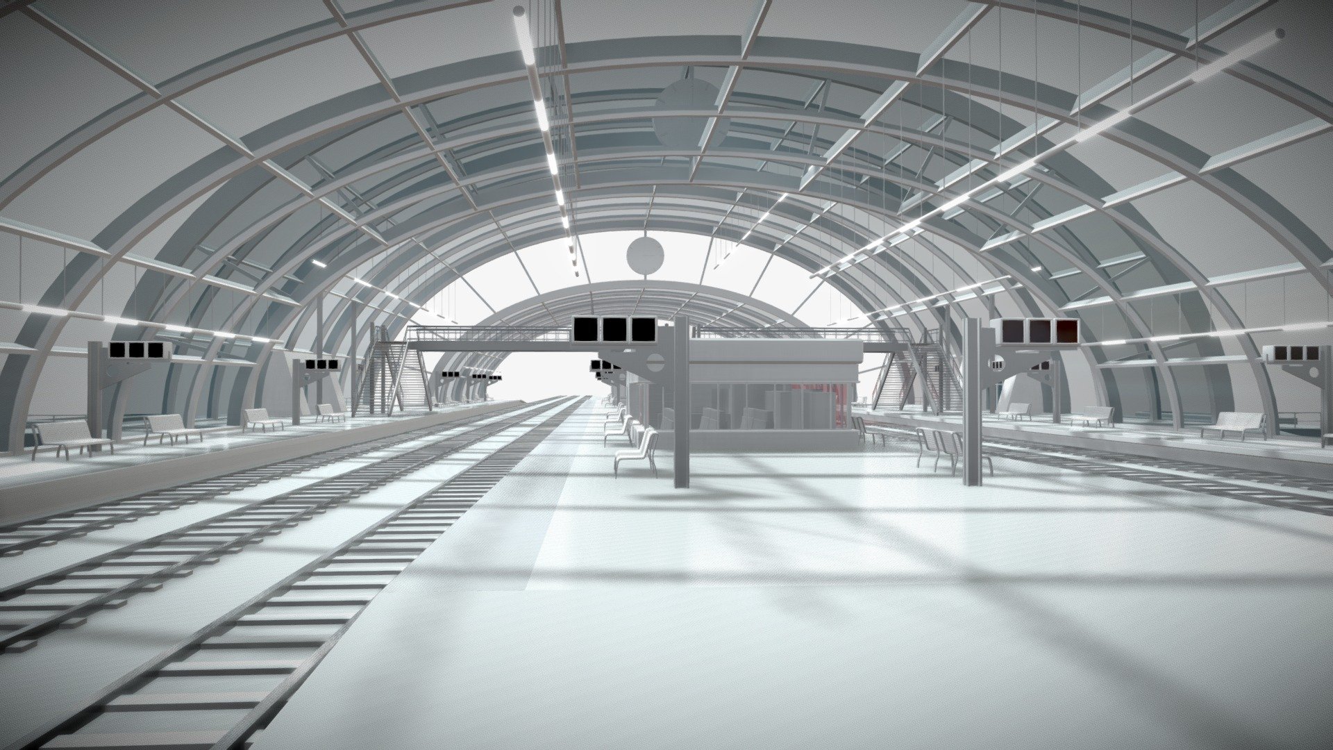 Train Station - 3D Train Station 09 - Buy Royalty Free 3D model by Giimann 3d model