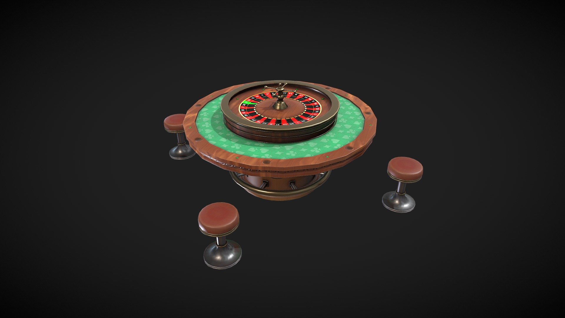 3D Roulette Table V2 modeling optimized and ready for your personal projects, references and more.

Textures atlas 2048x2048
(VR, AR, Web, Videogame and Render Ready Modeling)

File Format:
 - Maya
 - Blender
 - FBX
 - OBJ
 - gLTF

Important: Read (.txt) information about FBX.

Learn more:
Instagram https://www.instagram.com/kraffingdesign/?hl=en-la - Roulette Table - Buy Royalty Free 3D model by kraffing Studio (@kraffing) 3d model