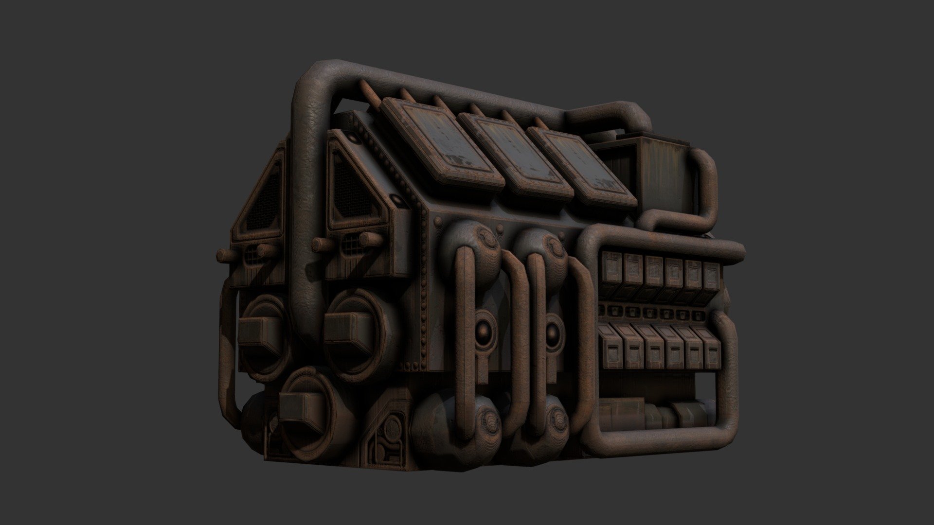 That feeling when today's warm-up doodle becomes today's production. It''s some kind of mechanical boiler/engine thing.

Made with 3DSMax and Substance Painter - Boiler - 3D model by Renafox (@kryik1023) 3d model