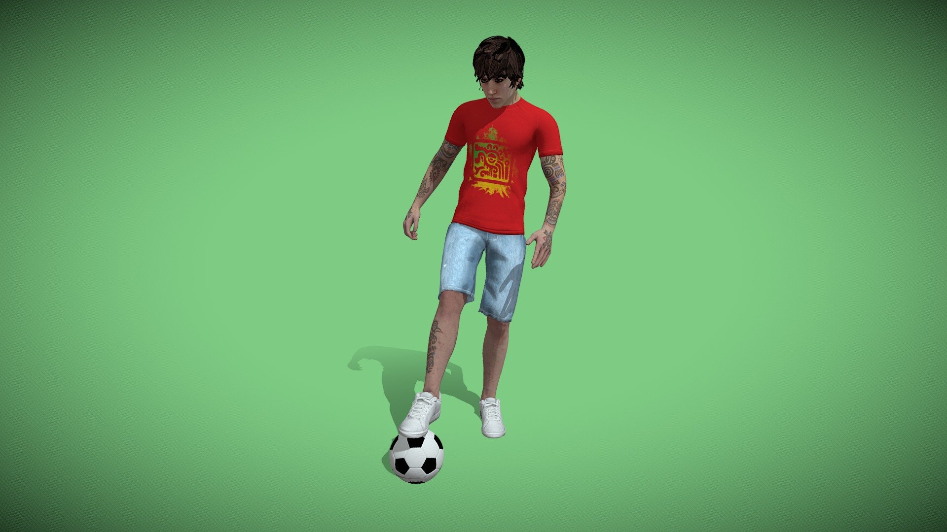 Soccer player during pre-game warm-up, with soccer ball (football), in this looping animation.

See this 3D model in action, and more models like it, here in this collection of free augmeneted reality apps:

https://morpheusar.com/ - Animated Soccer (Football) Player Warm-up - 3D model by LasquetiSpice 3d model