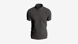 Short Sleeve Polo Shirt for Men Mockup 02 Black short, shirt, fashion, template, clothes, mockup, collar, casual, polo, sleeve, wear, apparel, blank, sportswear, 3d, pbr, man, male, clothing, black