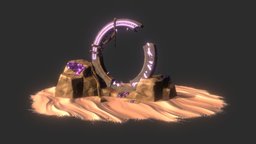Portal Stylized portal, abandoned, vintage, desert, purple, crystal, travel, sand, old, lightning, fictional, asset, scifi, sci-fi, rock, space, light