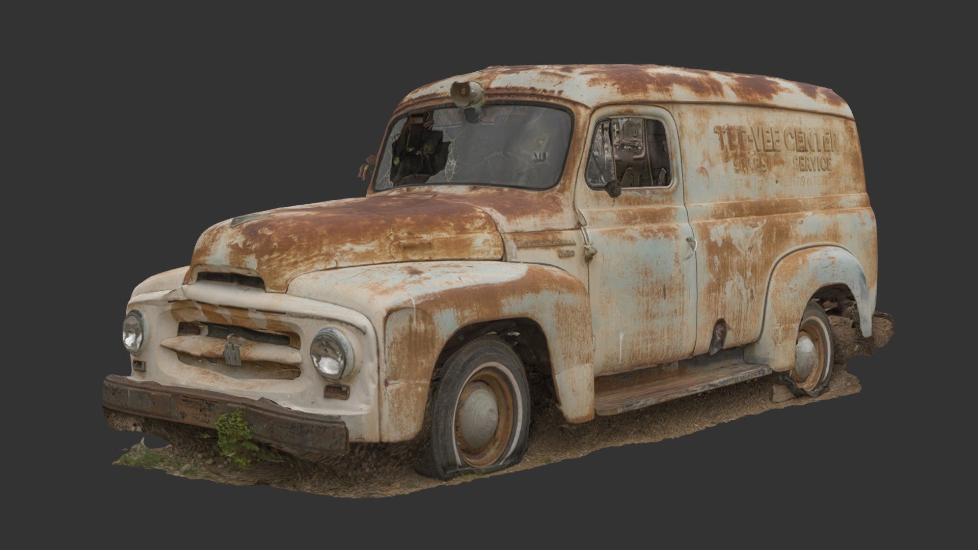 A scan of a derelict van that I made from video footage I captured on a trip out west a few years back, the rear corner is messed up.

Processed with Agisoft Photoscan 3d model